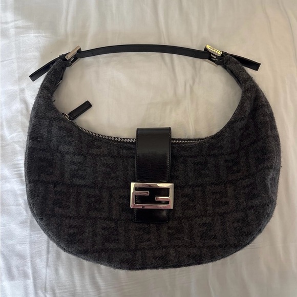Fendi Handbags - wool fendi croissant bag large size